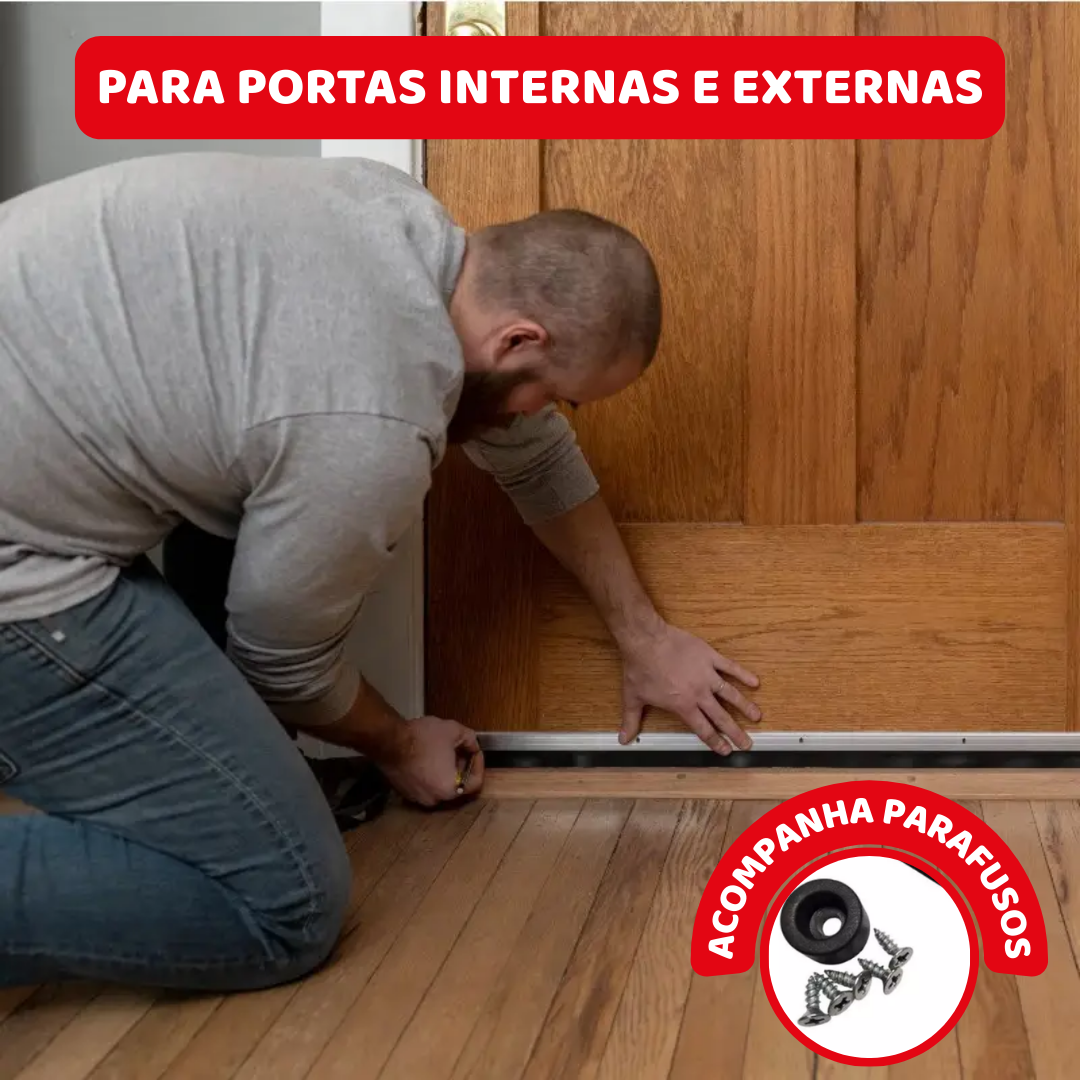 Rodo Vedador Veda Porta Alumínio Borracha Multiuso 90cm Branco - 6