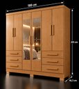 Ver imagem 3 de Guarda Roupa Casal com Espelho 6 Portas 6 Gavetas Dakar Novo Horizonte Marrom/Cinamomo