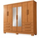 Ver imagem 2 de Guarda Roupa Casal com Espelho 6 Portas 6 Gavetas Dakar Novo Horizonte Marrom/Cinamomo
