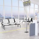 Ver imagem 2 de Cadeira Longarina 3 Lugares Aeroporto Recepção Preto Baixa Flexi P03 Vinil Branco - lyam Lyam Decor