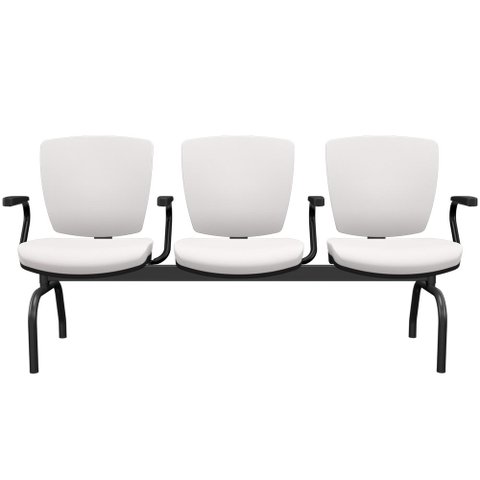 Cadeira Longarina 3 Lugares Aeroporto Recepção Preto Baixa Flexi P03 Vinil Branco - lyam Lyam Decor