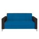 Ver imagem 5 de Sofá Living Decorativo Houston 2 Lugares 200cm Pés em Metal Veludo/ Pu Azul/ Preto G33 - Gran Belo