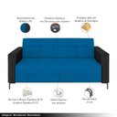 Ver imagem 3 de Sofá Living Decorativo Houston 2 Lugares 200cm Pés em Metal Veludo/ Pu Azul/ Preto G33 - Gran Belo