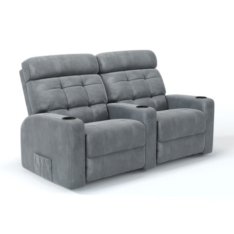 Sofá 2 Lugares Reclinável Elétrico em Suede Cor Cinza Linha Cinema