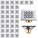 Ver imagem 1 de Ralo 10x10 Inox Banheiro Kit 35 Uni Anti Odor Anti Retorno Quintal Cozinha Higienico Lavanderia Vara