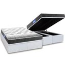 Ver imagem 1 de Cama Box Baú King: Colchão Espuma Probel D23 Guarda Costas Black + Base CRC Courano White(193x203)