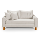 Ver imagem 5 de Sofa Living 185cm com Dois Puff Tecido Boucle Almofadas Soltas Pes em Madeira: Off White