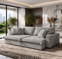 Ver imagem 1 de Sofá Retrátil Reclinável Luxury 2,40m Molas Ensacadas Boucle - Cinza