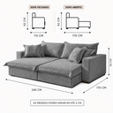 Ver imagem 3 de Sofá Retrátil Reclinável Luxury 2,40m Molas Ensacadas Boucle - Cinza