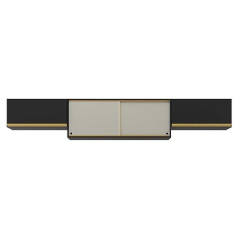 Kit 3 Armários de Cozinha Aéreos 4 Portas Veneza Multimóveis Mp2152 Preto/dourado