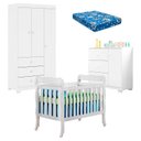 Ver imagem 1 de Quarto de Bebê Duda 3 Portas e Berço Americano Lila Branco Brilho com Colchão Ortobom – Phoenix Baby