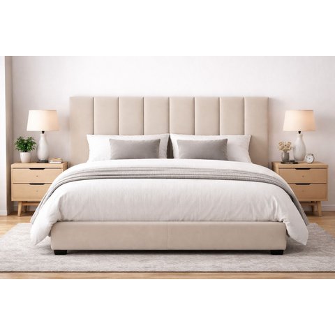 Cabeceira Queen Modulada Estofada para Cama Box 20cm X 45cm - Courino Off White