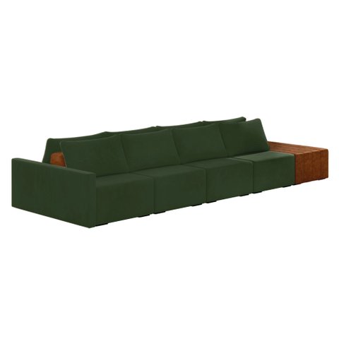 Sofá Ilha 4 Lugares Living 512cm Modulado para Sala Lary Veludo Verde K01 - D'Rossi