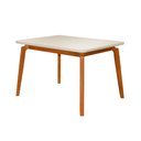 Ver imagem 3 de Mesa Jantar Luxo Jade 120x90cm Off White com 4 Cadeiras Estofadas em Couro Pu Caramelo Madeira Maciç