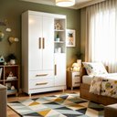 Ver imagem 1 de Guarda Roupa Infantil 100% MDF Flocos 3 Portas 2 Gavetas