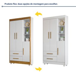 Guarda Roupa Infantil 100% MDF Flocos 3 Portas 2 Gavetas - 6 Guarda Roupa Infantil 100% MDF Flocos 3 Portas 2 Gavetas - 6