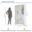 Ver imagem 4 de Guarda Roupa Infantil 100% MDF Flocos 3 Portas 2 Gavetas
