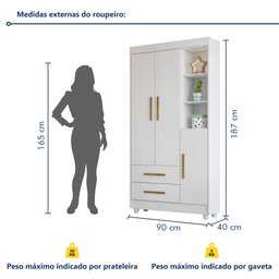 Guarda Roupa Infantil 100% MDF Flocos 3 Portas 2 Gavetas - 4 Guarda Roupa Infantil 100% MDF Flocos 3 Portas 2 Gavetas - 4