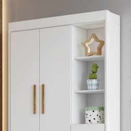 Guarda Roupa Infantil 100% MDF Flocos 3 Portas 2 Gavetas - 11 Guarda Roupa Infantil 100% MDF Flocos 3 Portas 2 Gavetas - 11