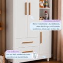 Ver imagem 4 de Guarda Roupa Infantil 100% MDF Flocos 3 Portas 2 Gavetas Branco/Flex Color/Ypê