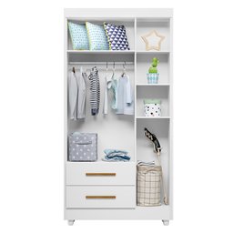 Guarda Roupa Infantil 100% MDF Flocos 3 Portas 2 Gavetas - 3 Guarda Roupa Infantil 100% MDF Flocos 3 Portas 2 Gavetas - 3