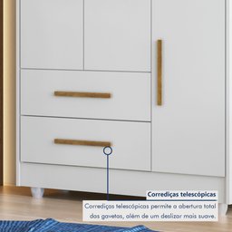 Guarda Roupa Infantil 100% MDF Flocos 3 Portas 2 Gavetas - 8 Guarda Roupa Infantil 100% MDF Flocos 3 Portas 2 Gavetas - 8