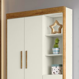 Guarda Roupa Infantil 100% MDF Flocos 3 Portas 2 Gavetas - 8 Guarda Roupa Infantil 100% MDF Flocos 3 Portas 2 Gavetas - 8