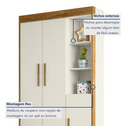 Guarda Roupa Infantil 100% MDF Flocos 3 Portas 2 Gavetas - 5 Guarda Roupa Infantil 100% MDF Flocos 3 Portas 2 Gavetas - 5