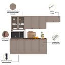 Ver imagem 6 de Cozinha Modulada Completa 4 Peças 10 Portas 2 Gavetas com Paneleiro Duplo Cristaleira Unna