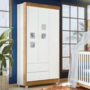 Ver imagem 1 de Guarda Roupa de Bebê 100% MDF 3 Portas 2 Gavetas Life Branco/Flex Color/Ypê
