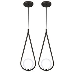 Kit 2 Luminárias Lustre Teto Pendente Gota Globo Sala Preto - 5