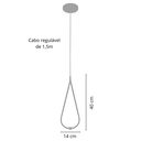 Ver imagem 3 de Kit 2 Luminárias Lustre Teto Pendente Gota Globo Sala Preto