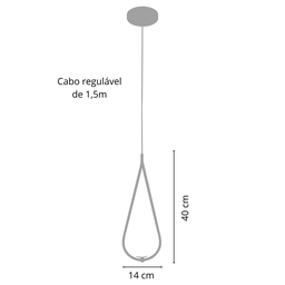 Kit 2 Luminárias Lustre Teto Pendente Gota Globo Sala Preto - 3