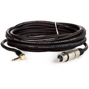 Cabo Profissional Xlr Fêmea para P2 90 Graus Estereo - 3 Metros
