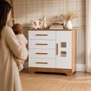 Ver imagem 7 de Cômoda 4 Gavetas 1 Porta Fly 100% MDF Branco/Madeirado Ypê