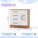 Ver imagem 5 de Cômoda 4 Gavetas 1 Porta Fly 100% MDF Branco/Madeirado Ypê