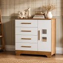 Ver imagem 1 de Cômoda 4 Gavetas 1 Porta Fly 100% MDF Branco/Madeirado Ypê