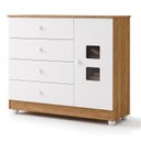 Ver imagem 3 de Cômoda de Bebê 100% MDF 1 Porta 4 Gavetas Life Branco/Madeirado Ypê