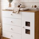 Ver mais imagens de Cômoda de Bebê 100% MDF 1 Porta 4 Gavetas Life Branco/Madeirado Ypê
