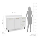 Ver imagem 3 de Balcão de Cozinha Amara 120 Cm 2 Portas 3 Gavetas Branco - Politorno