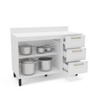 Ver imagem 5 de Balcão de Cozinha Amara 120 Cm 2 Portas 3 Gavetas Branco - Politorno