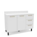 Ver imagem 2 de Balcão de Cozinha Amara 120 Cm 2 Portas 3 Gavetas Branco - Politorno