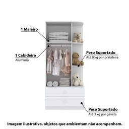 Guarda Roupa Labirinto com 2 Portas e 2 Gavetas – Branco - 5 Guarda Roupa Labirinto com 2 Portas e 2 Gavetas – Branco - 5