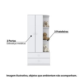Guarda Roupa Labirinto com 2 Portas e 2 Gavetas – Branco - 3 Guarda Roupa Labirinto com 2 Portas e 2 Gavetas – Branco - 3