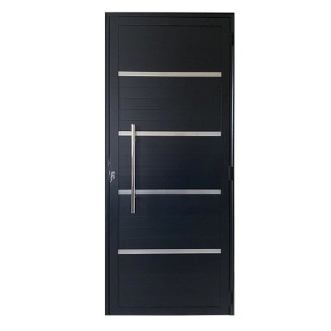Porta Lambril com Puxador e Friso Alumínio Preto Linha 25:Esquerda/ 210 x 90