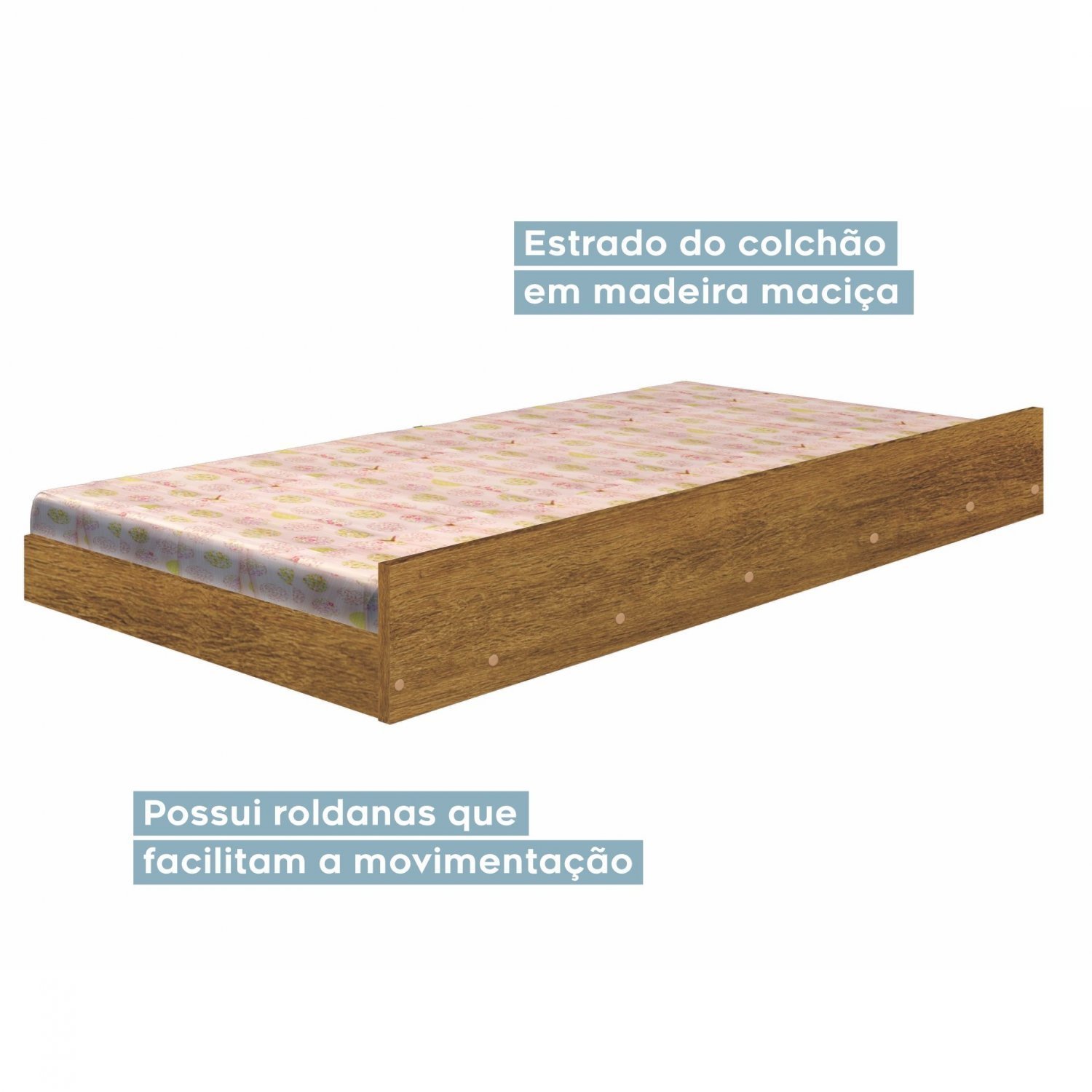 Cama Auxiliar 100% MDF Solteiro 23cmx188cmx88cm - 4