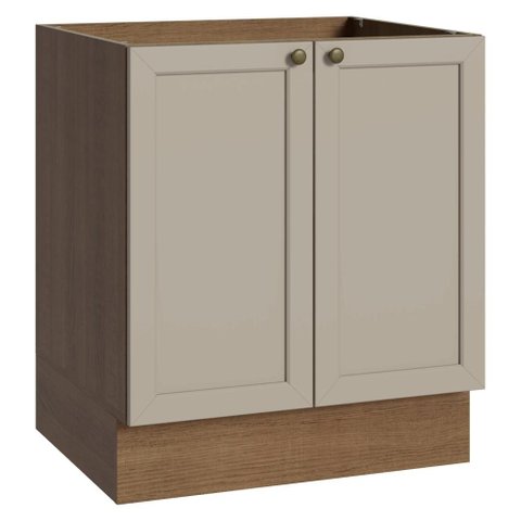 Balcão de Cozinha 70 cm 2 Portas (sem Tampo) Rustic/Crema Vik Madesa