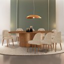 Ver imagem 1 de Sala de Jantar Mesa 220cm Tampo Laminado Orgânico 8 Cadeiras Ester Madeira Maciça Marrom/Milano/Imbu