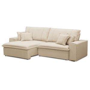 Sofá 4 Lugares Retrátil e Reclinável 250 cm Breno - Bege