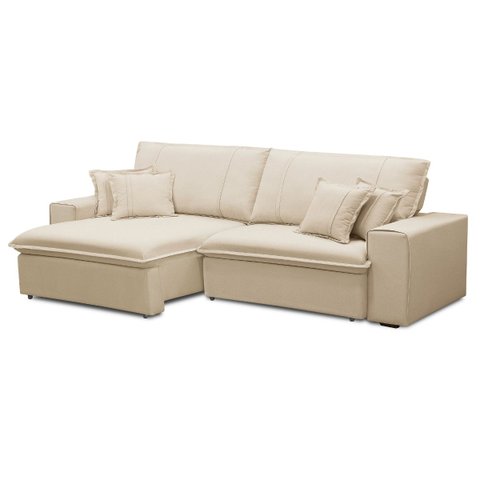 Sofá 4 Lugares Retrátil e Reclinável 250 cm Breno - Bege